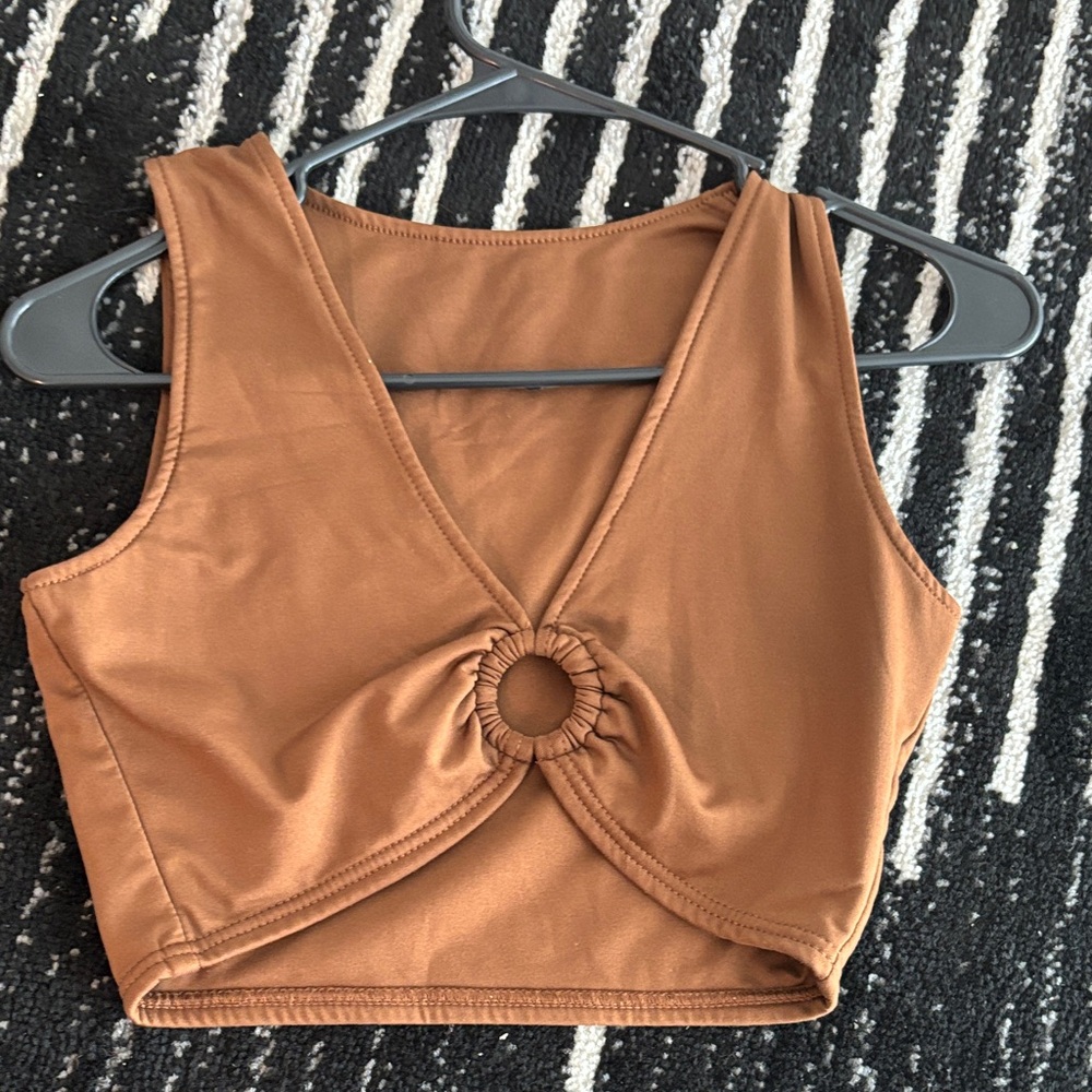 Amazon Tan Crop Top with Ring Detail